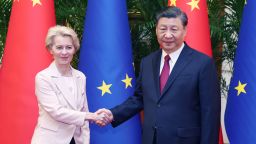 Chinese President Xi Jinping meets with European Commission President Ursula von der Leyen at the Great Hall of the People in Beijing, China, on April 6, 2023. 