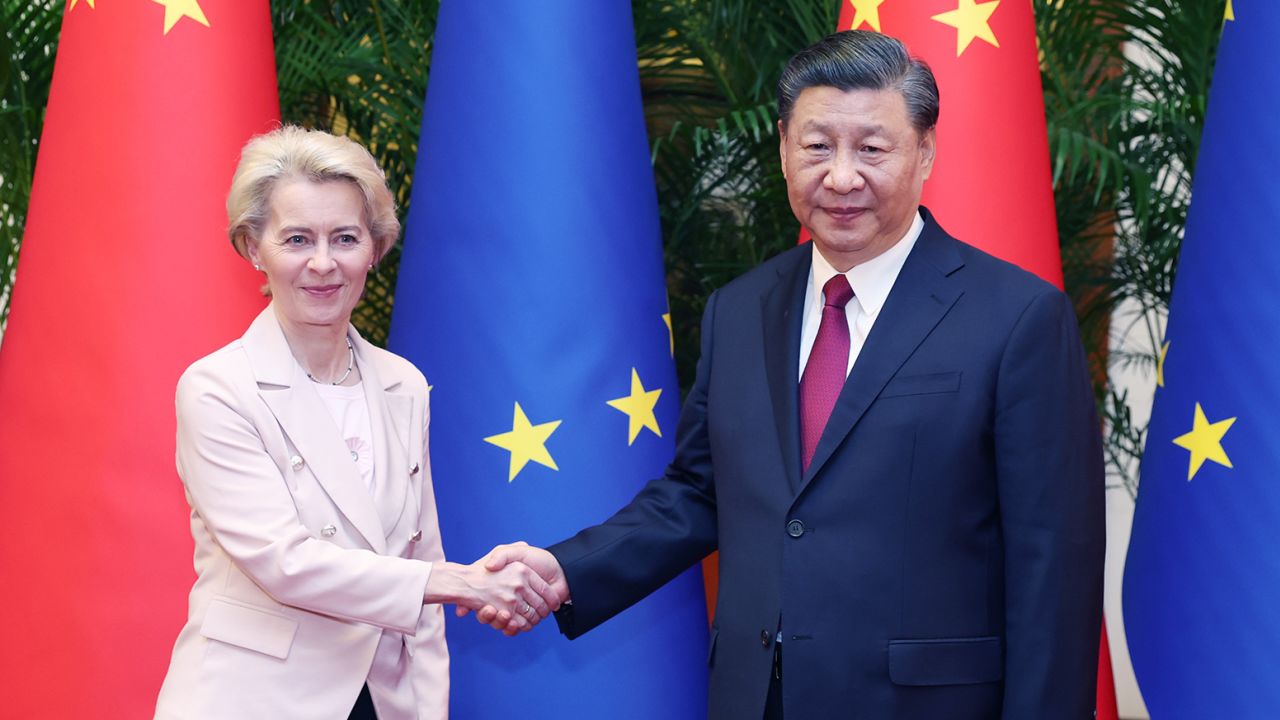 European Commission President Ursula von der Leyen meets with Chinese President Xi Jinping at the Great Hall of the People in Beijing, capital of China, April 6, 2023. 