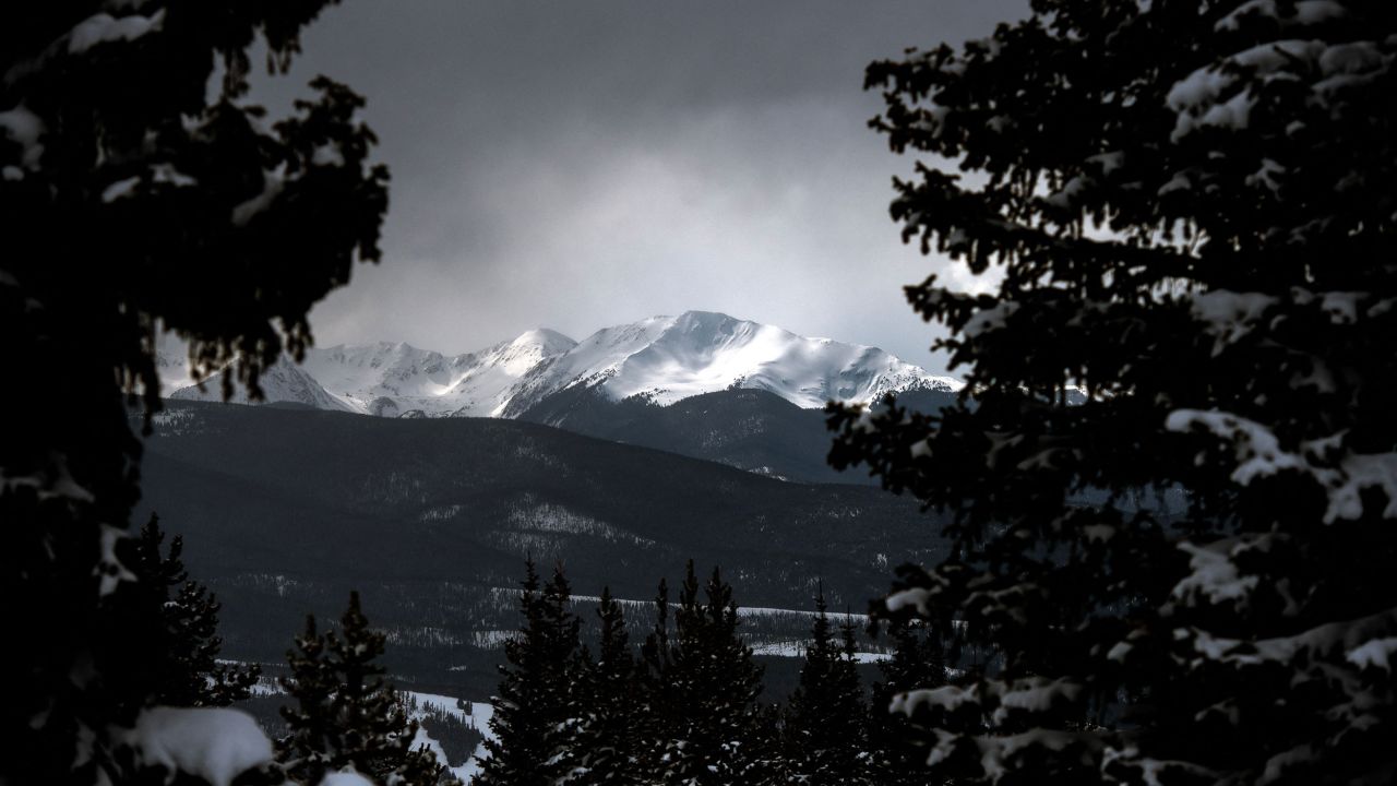 Snow-covered peaks near the headwaters of the Colorado River outside Winter Park, Colorado, in March.