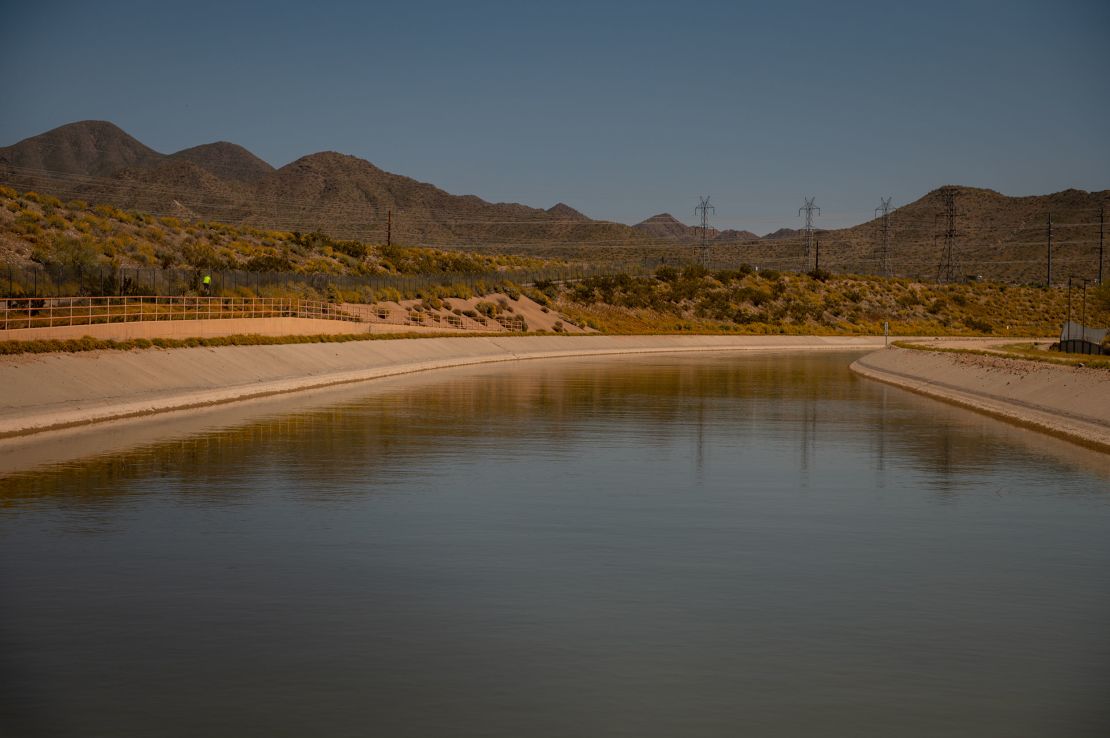 The Central Arizona Project canal curves along Horizon Park in Scottsdale, Arizona, in April.