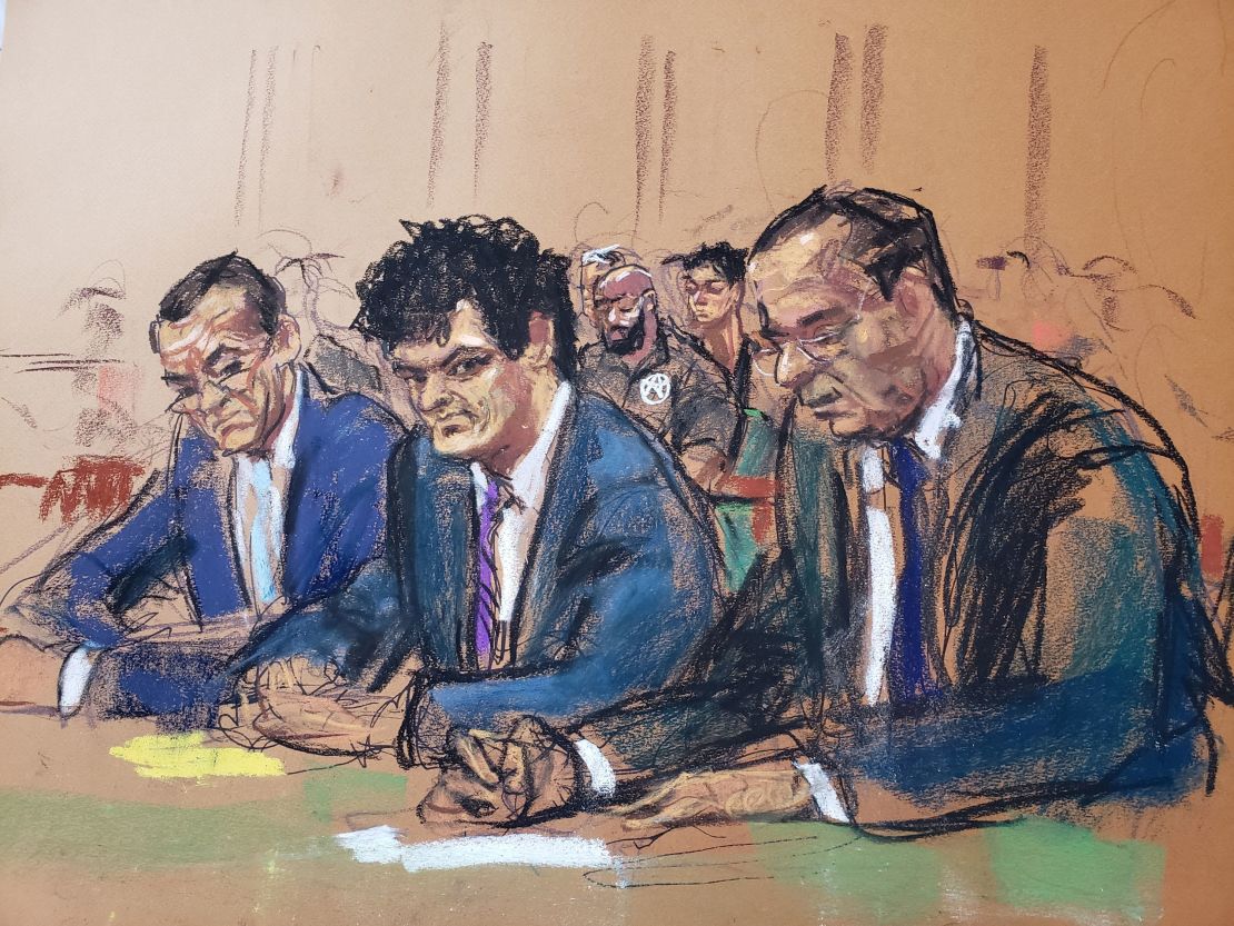 Sam Bankman-Fried, the founder of bankrupt cryptocurrency exchange FTX, is seen during a hearing as a U.S judge revoked his bail, at a courthouse in New York, U.S., August 11, 2023 in this courtroom sketch.