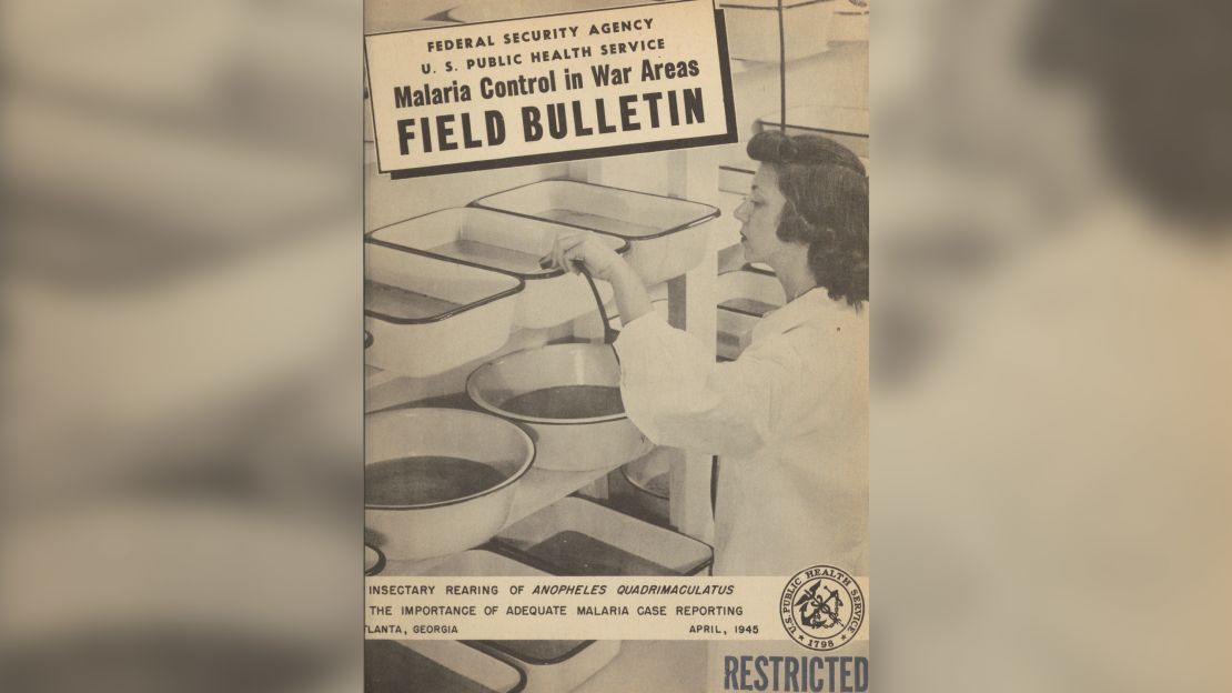 The April 1945 edition of the Malaria Control in War Areas field bulletin.
