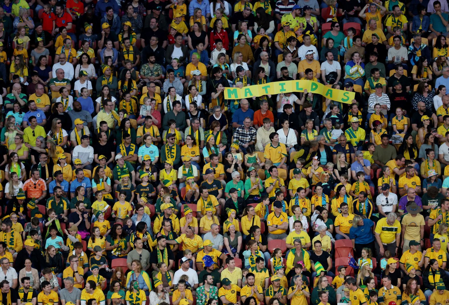 Australia fans show their support at Brisbane Stadium.