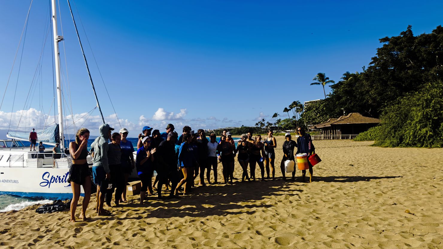 The crew of the Ocean Spirit, which made its fourth supply run on Thursday afternoon. Additional supply runs are planned for the coming days.