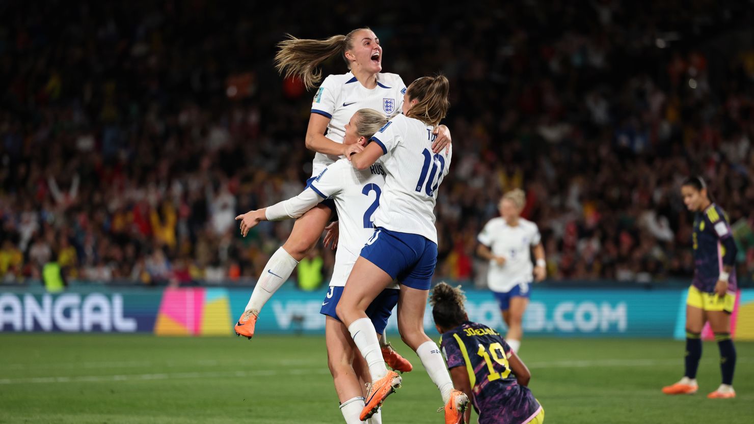 England reached the Women's World Cup semifinals after narrowly beating Colombia.