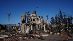 Wildfire damage is shown, Saturday, Aug. 12, 2023, in Lahaina, Hawaii. (AP Photo/Rick Bowmer)