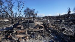 Wildfire damage is shown, Saturday, Aug. 12, 2023, in Lahaina, Hawaii. (AP Photo/Rick Bowmer)