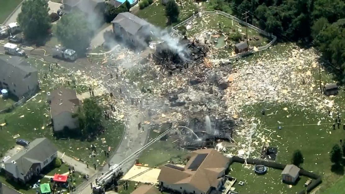 The aftermath of an explosion in Plum, Pennsylvania, on Saturday. 