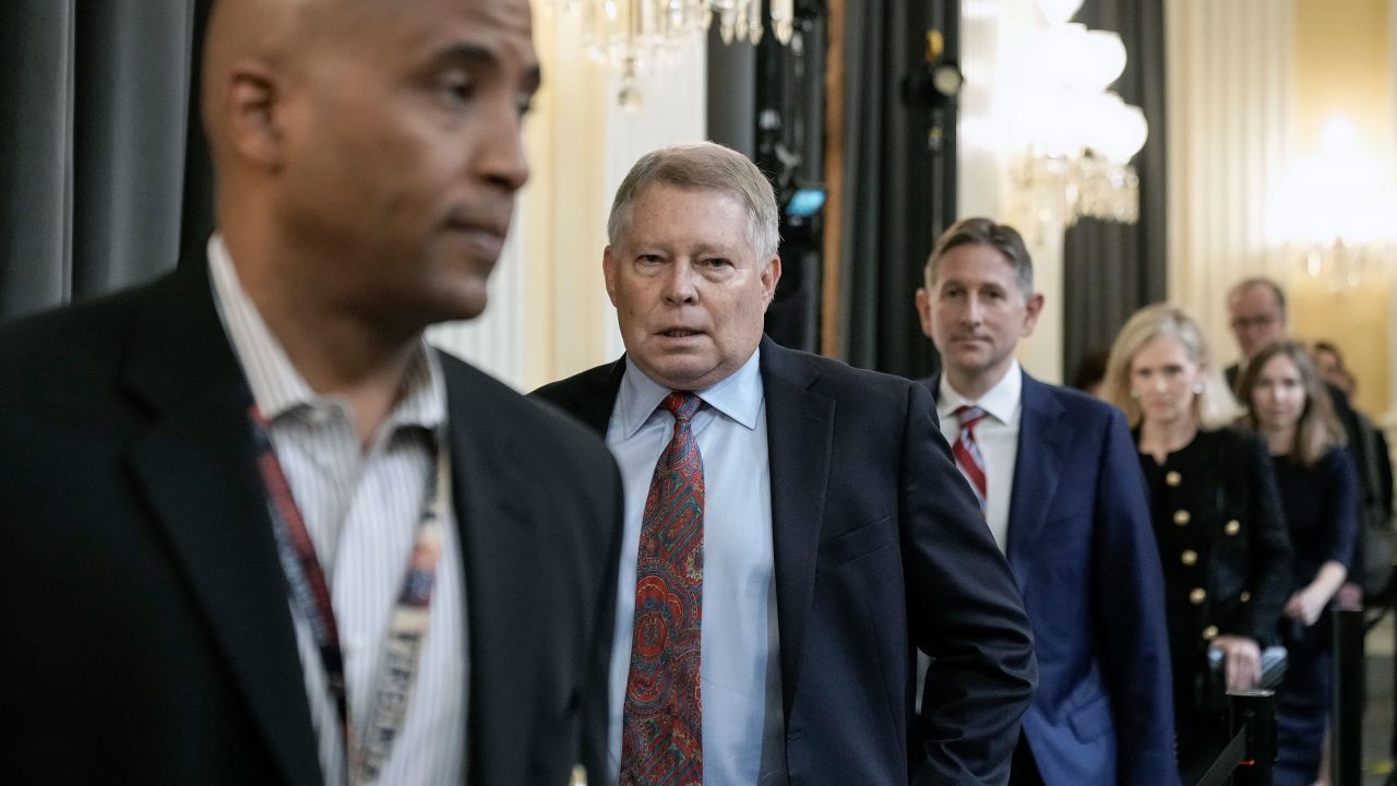 In this June 2022 photo, J. Michael Luttig, former U.S. Court of Appeals judge for Fourth Circuit arrives to testify before the House Select Committee to Investigate the January 6th Attack on the US Capitol in the Cannon House Office Building in Washington, DC.