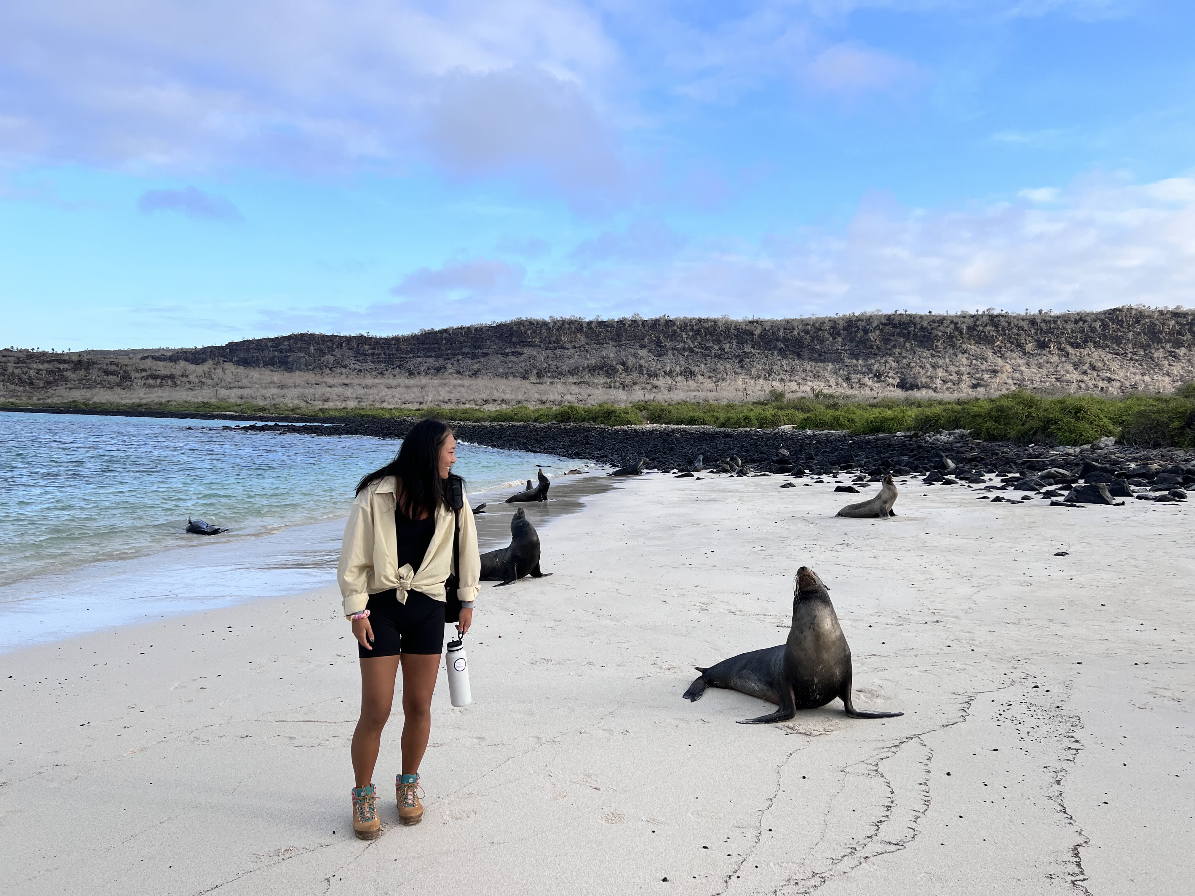 Hu visiting the scenic Galapagos Islands in May 2022.