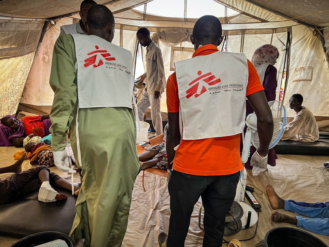 Doctors Without Borders (MSF) teams assist the war wounded from West Darfur in Adre hospital in Chad on June 16, 2023, in this handout image by the MSF.
