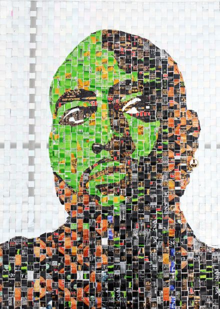 Ifedilichukwu has created portraits of many famous faces and he plans to focus on eco-conscious celebrities. This work is of Afrobeats star Davido, who has worked with conservation group WildAid.