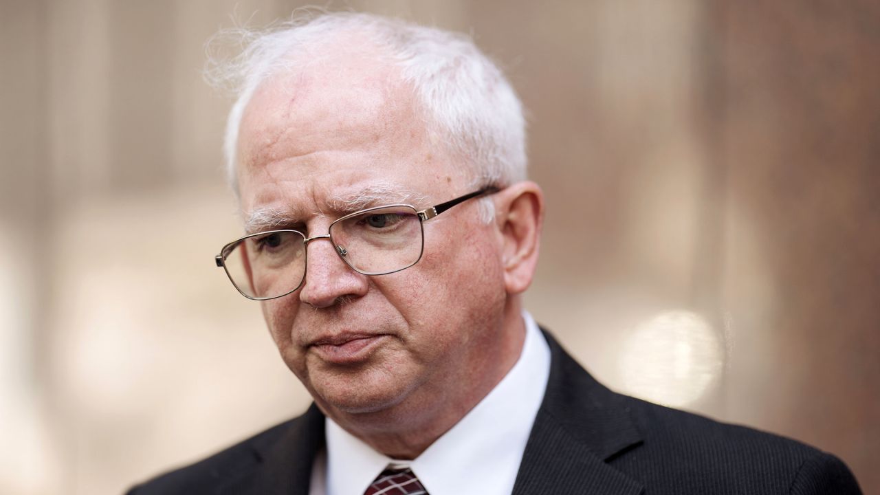 John Eastman, former lawyer to Donald Trump, speaks to members of the media after leaving the State Bar Court of California in Los Angeles, California, US, on Tuesday, June 20, 2023. 