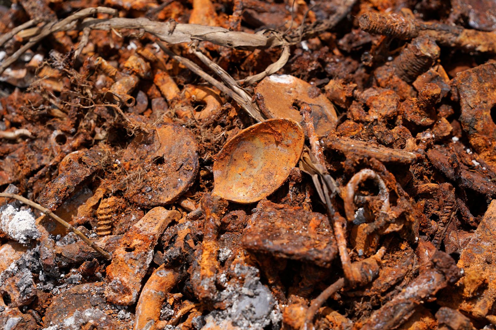 A spoon lies in the rubble of a home destroyed by the wildfire in Kula, Hawaii, on August 14.