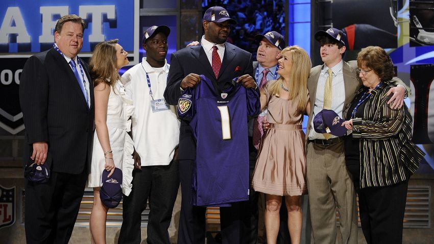 NEW YORK - APRIL 25:  Baltimore Ravens #23 draft pick Michael Oher poses for a photograph with his family at Radio City Music Hall for the 2009 NFL Draft on April 25, 2009 in New York City  (Photo by Jeff Zelevansky/Getty Images)