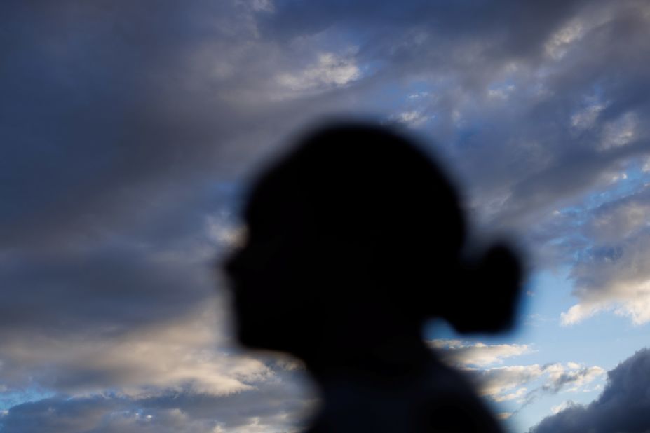 Akanesi Vaa, who escaped the fire in Lahaina with her family, poses for a portrait in Kahului, Hawaii, on August 13.