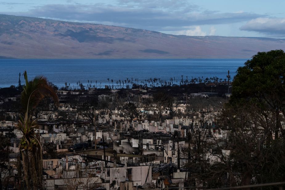Destroyed homes are seen in Lahaina on Wednesday, August 16.