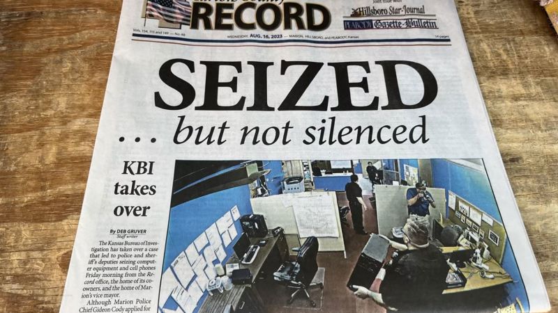 Jornal do Kansas Marion County Record: Itens apreendidos em operação policial devolvidos para exame forense