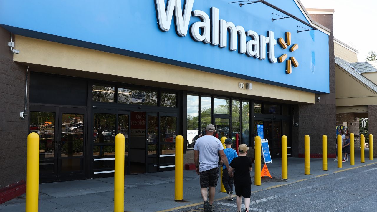 Walmart logo is seen on the shop in Williston, United States on June 19, 2023. 