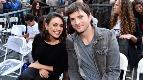 HOLLYWOOD, CA - MAY 03:  Actors Mila Kunis (L) and Ashton Kutcher at the Zoe Saldana Walk Of Fame Star Ceremony on May 3, 2018 in Hollywood, California.  (Photo by Alberto E. Rodriguez/Getty Images for Disney)