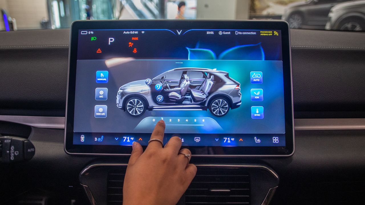 The VF-8 electric vehicle from VinFast, a Vietnamese automaker producing electric cars and SUVs, is displayed at their showroom in Santa Monica, California, on September 13, 2022.