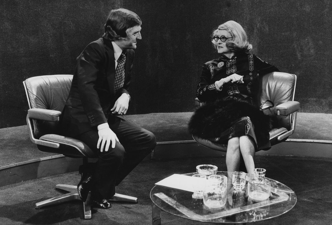 Michael Parkinson interviewing actress Bette Davis in October 1975.