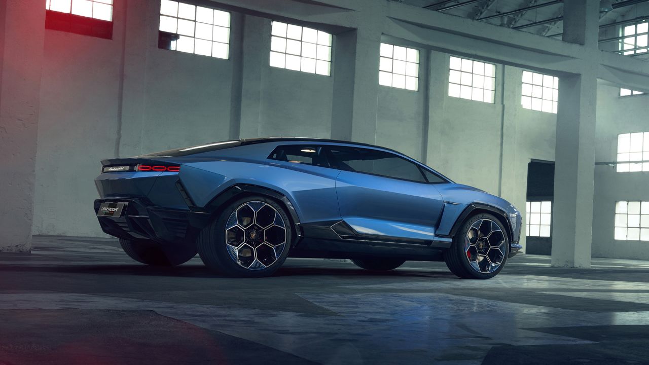 The Lanzador has four seats and rides higher off the ground than a traditional supercar.