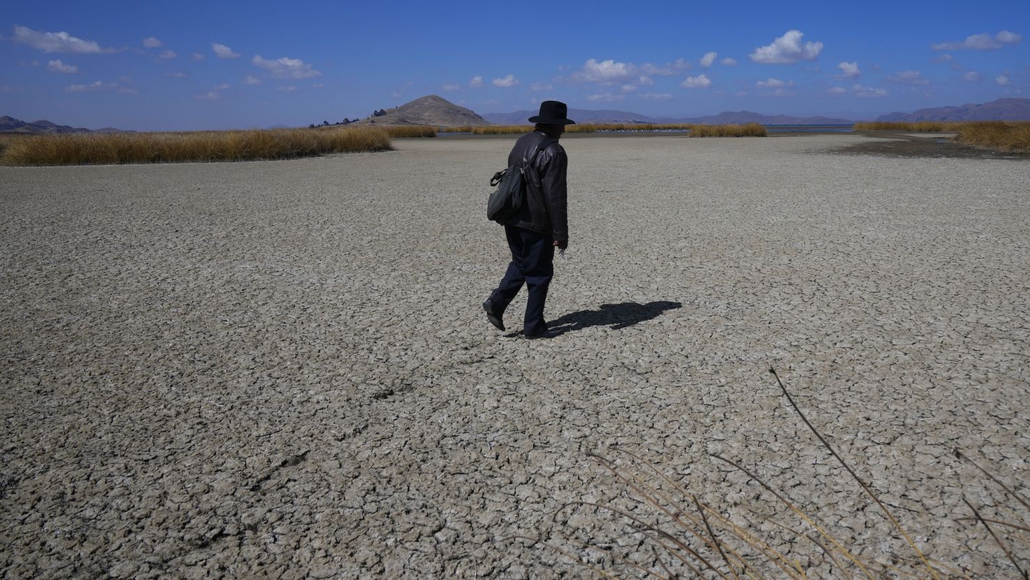 Parts of Lake Titicaca have dried out due to falling water levels.