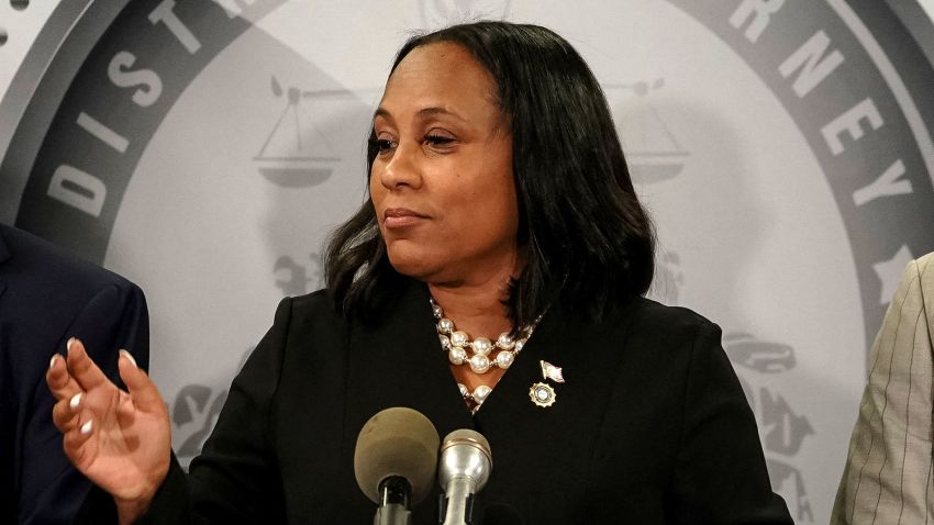 Fulton County District Attorney Fani Willis speaks to the media after a Grand Jury brought back indictments against former president Donald Trump and 18 of his allies in their attempt to overturn the state's 2020 election results, in Atlanta, Georgia, U.S. August 14, 2023. REUTERS/Elijah Nouvelage