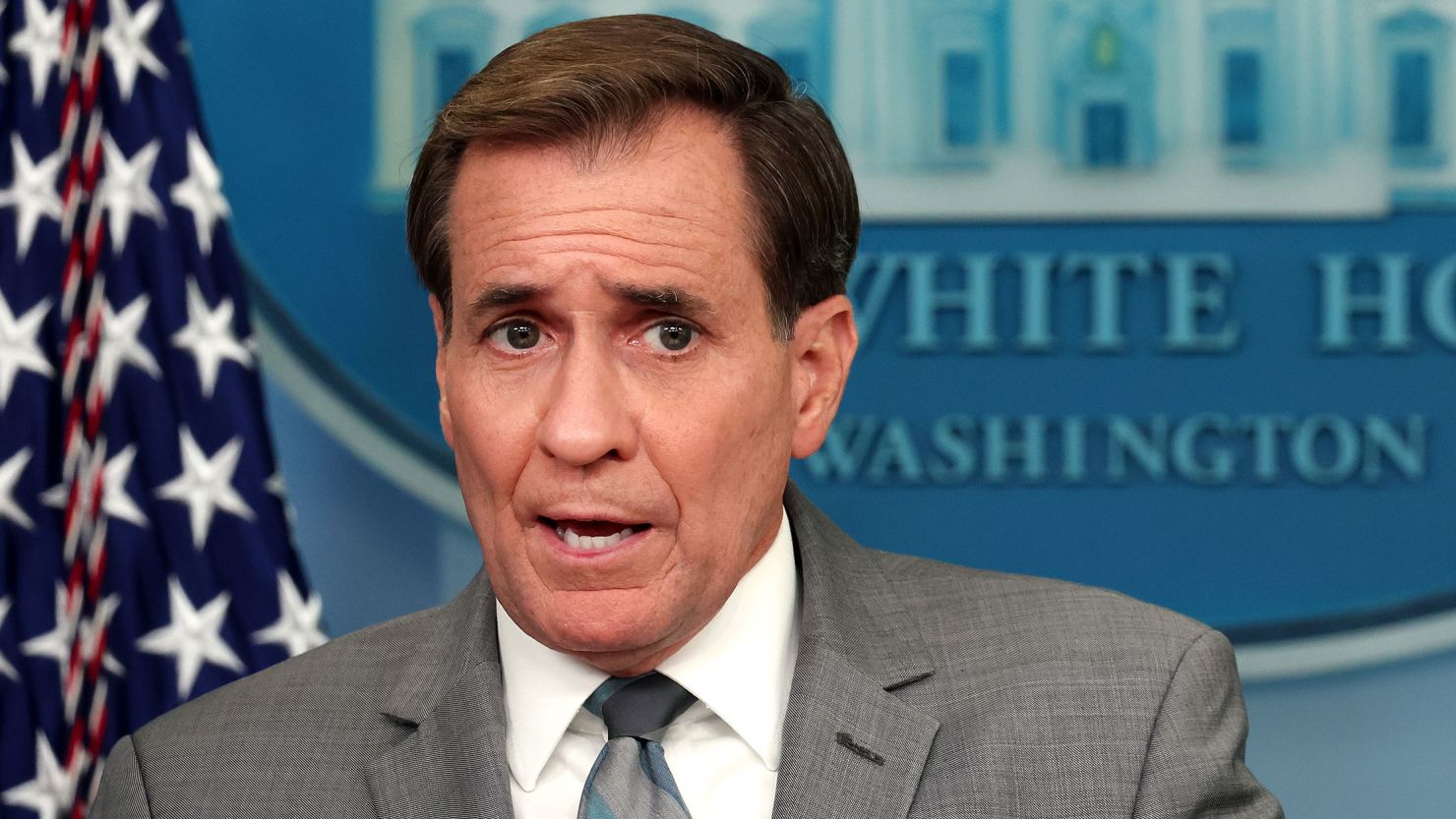 John Kirby, coordinator for strategic communications at the National Security Council, speaks at the daily White House briefing on July 17, 2023.