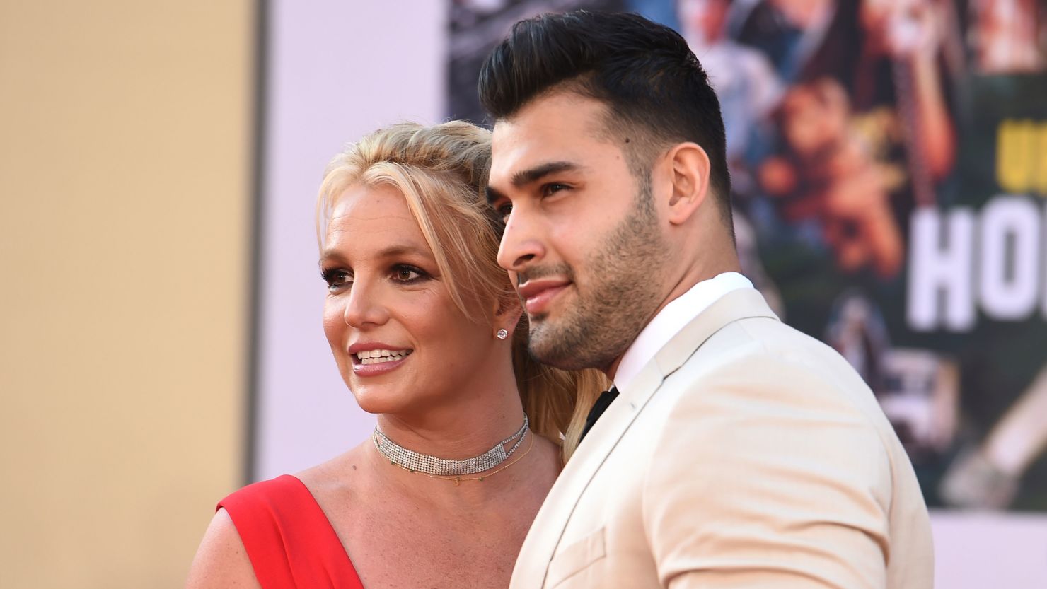 Britney Spears and Sam Asghari arrive at the Los Angeles premiere of "Once Upon a Time in Hollywood," at the TCL Chinese Theatre, Monday, July 22, 2019.