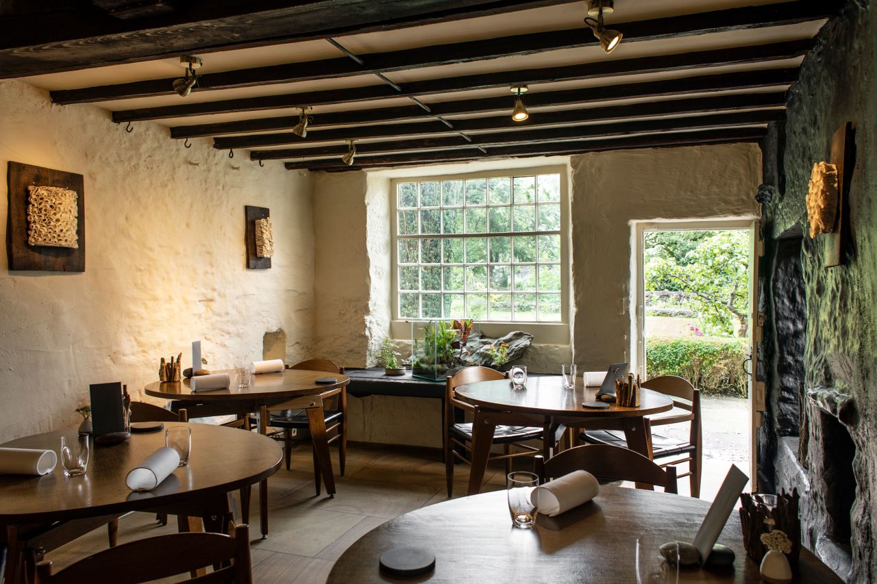 The interior of L'Enclume in Cartmel, Britain.