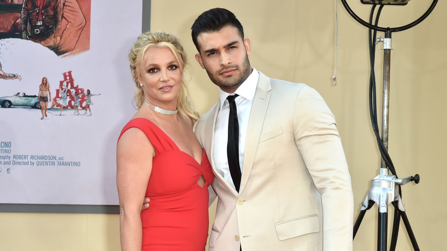 Britney Spears and Sam Asghari at the Los Angeles premiere of "Once Upon A Time In Hollywood" at TCL Chinese Theatre on July 22, 2019 in Hollywood, California. 