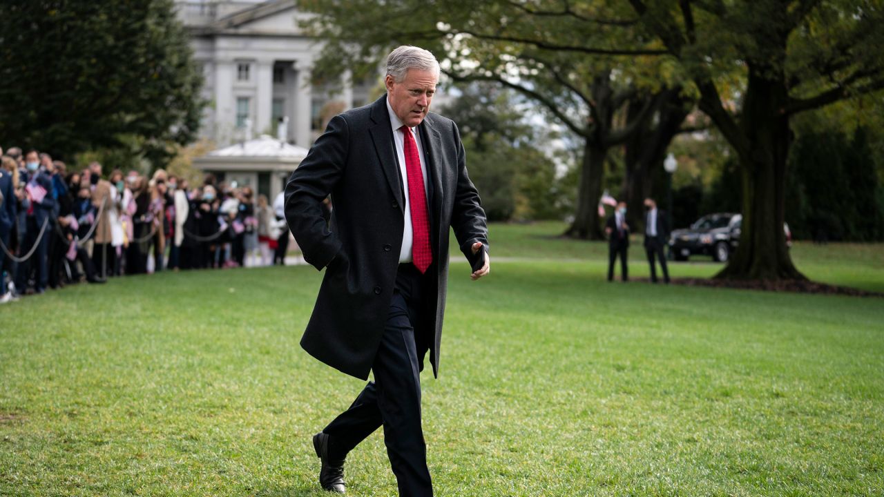 White House Chief of Staff Mark Meadows walks along the South Lawn before President Donald Trump departs from the White House on October 30, 2020 in Washington, DC. 