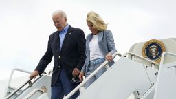 U.S. President Joe Biden and first lady Jill Biden arrive at Kahului Airport, Kahului, Hawaii, U.S., August 21, 2023. REUTERS/Kevin Lamarque 