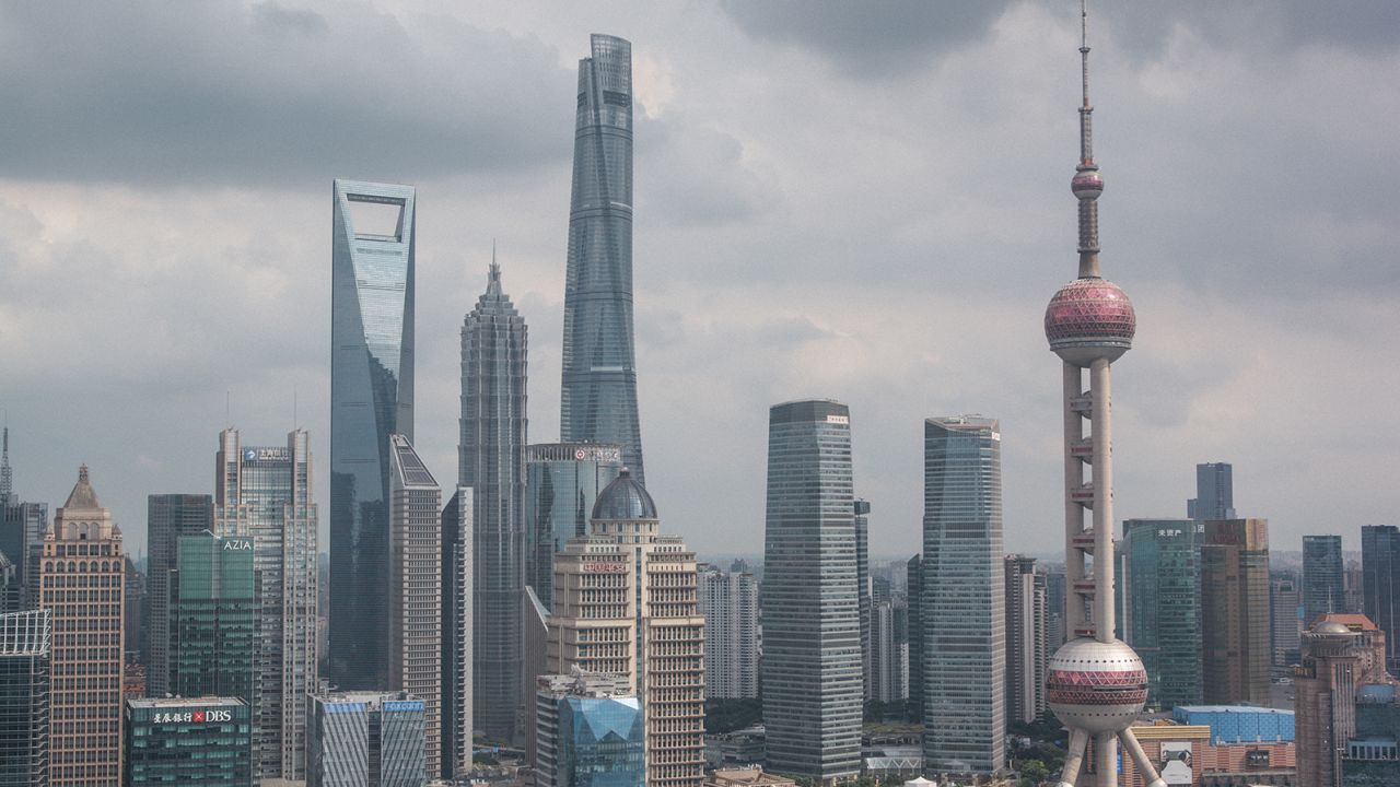 The skyline of Shanghai, China's financial capital, taken on August 7