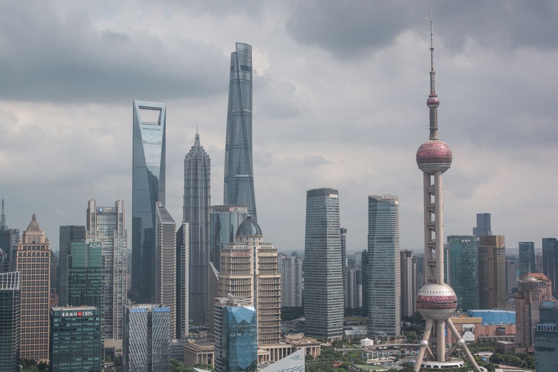 A skyline of Shanghai, China's financial capital, captured on August 7