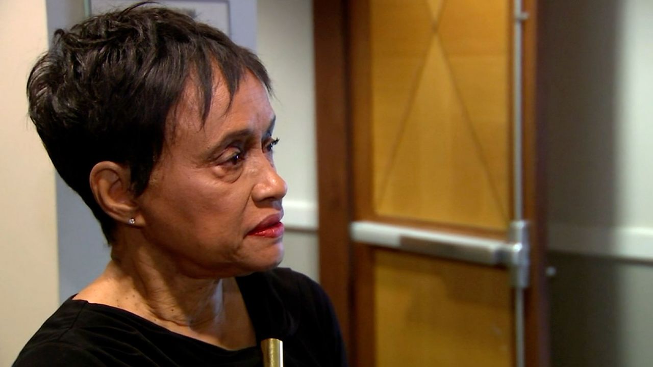 Glenda Hatchett speaks with the press on Monday, August 21.
