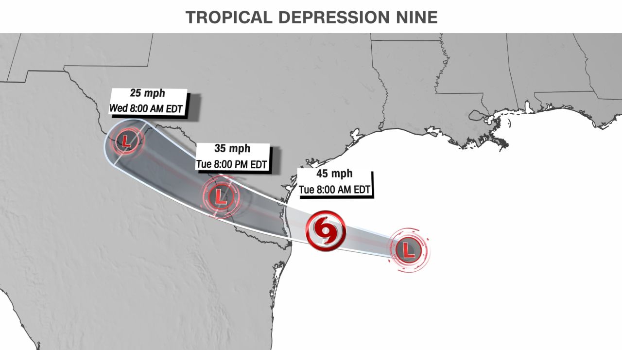 The latest track has the system making landfall south of Corpus Christi on Tuesday. 