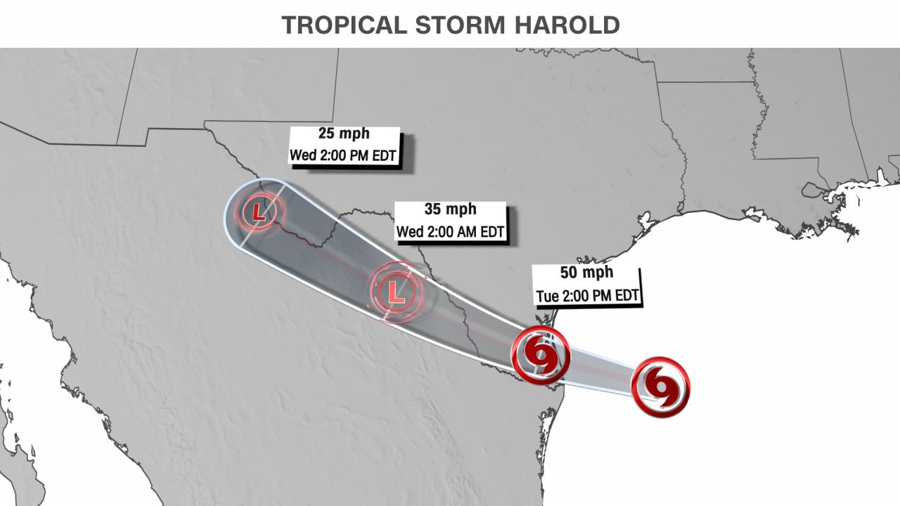 Tropical Storm Harold heads toward South Texas, threatening floods and