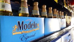 LOS ANGELES, CALIFORNIA - JUNE 14: Bottles of Modelo Especial beer are displayed for sale in a grocery store on June 14, 2023 in Los Angeles, California. The Mexican lager which is brewed by Constellation Brands became the top-selling beer in the United States in the month of May, overtaking Bud Light, which is brewed by Anheuser-Busch. A post by transgender influencer Dylan Mulvaney about a personalized can of Bud Light stirred conservative boycotts of the American beer. A recent trend of drinkers choosing more Mexican beers and spirits has also uplifted the Modelo brand. (Photo by Mario Tama/Getty Images)