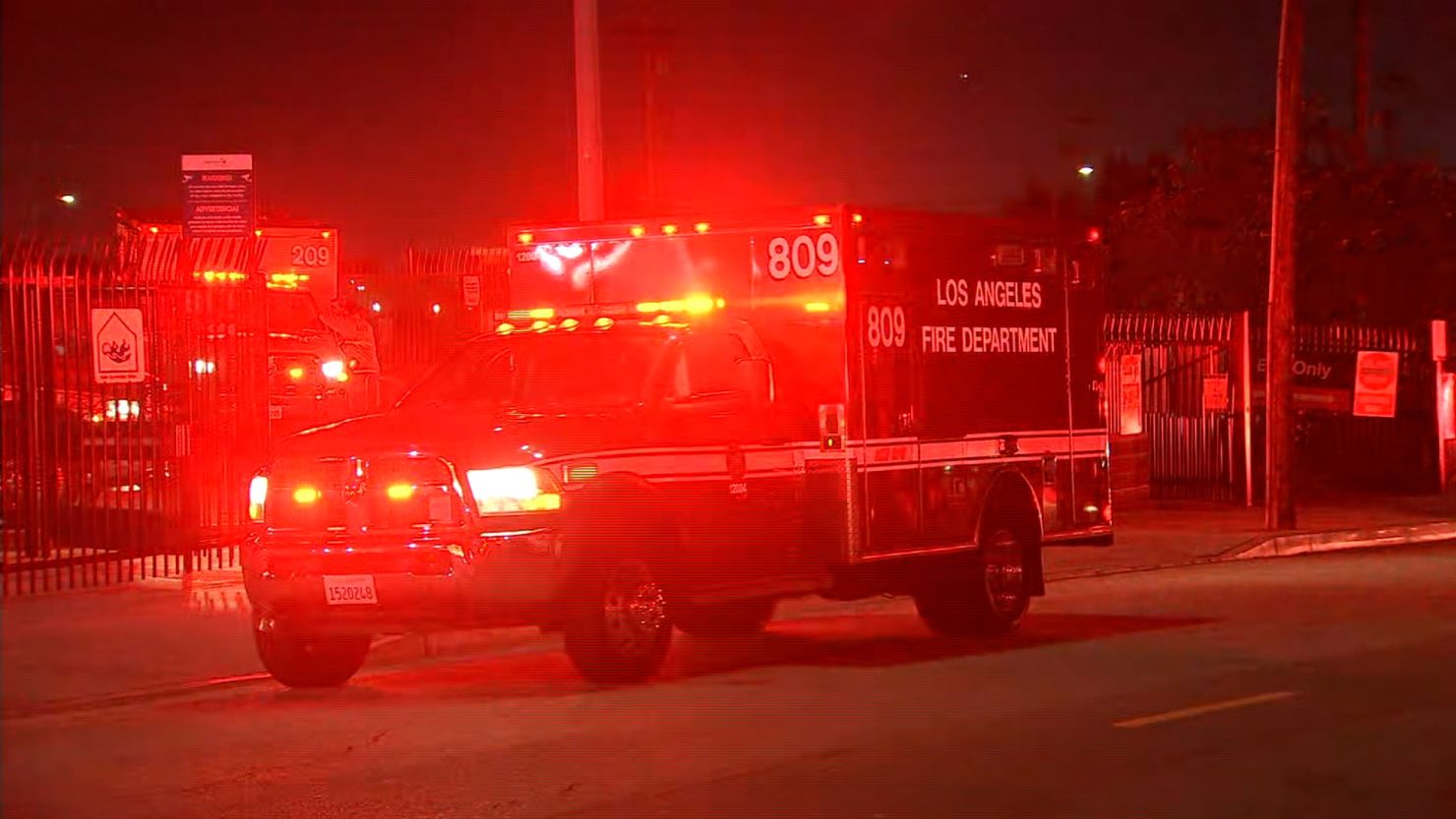 An emergency vehicle sits outside White Memorial Hospital.
