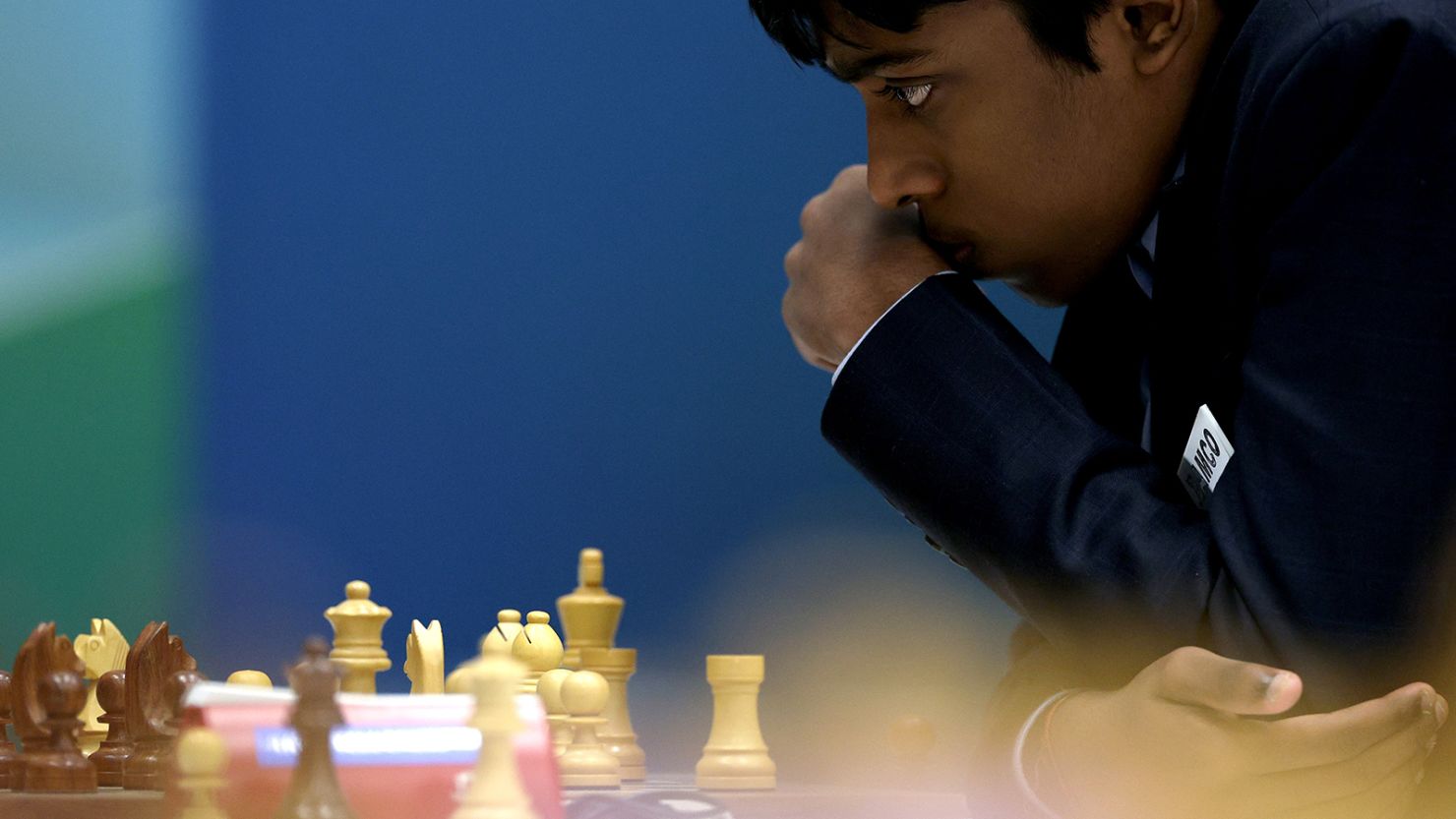 Rameshbabu Praggnanandhaa of India competes at the Masters Tata Steel Chess Tournament 2023 on January 27.