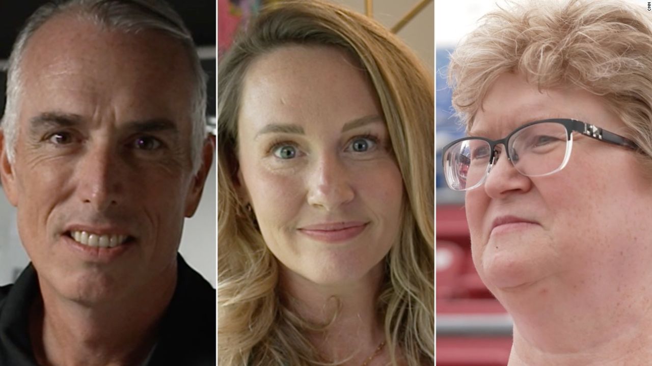 Voters Chris Mudd, Betsy Sarcone and Lisa McGaffey