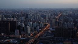 A general view shows traffic during evening rush hour at the central business district (CBD) in Beijing, China, January 15, 2021. Picture taken January 15, 2021.