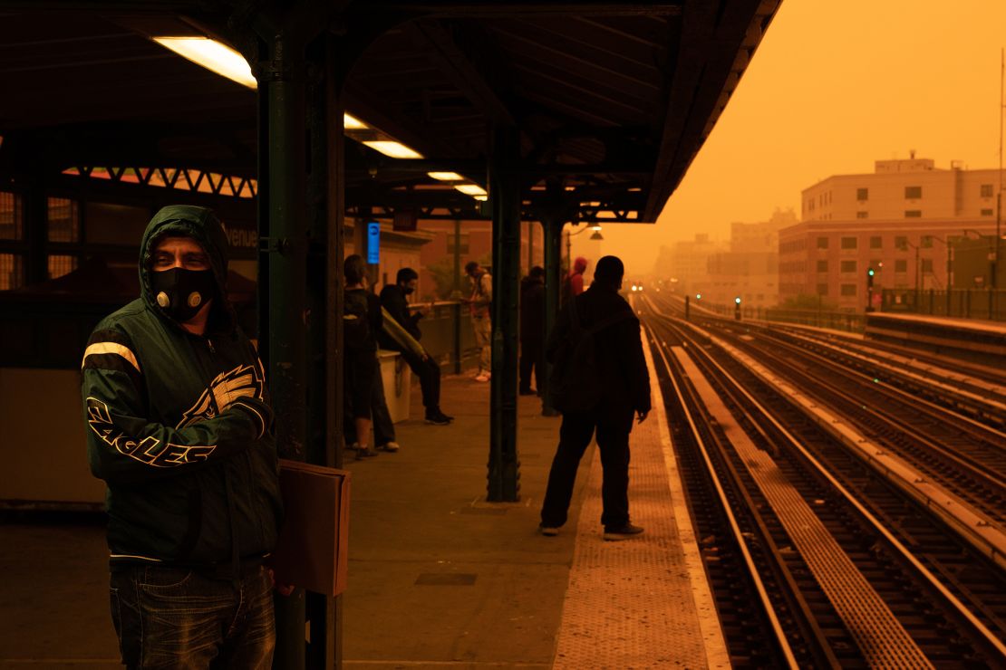 Smoky haze from wildfires in Canada blankets the Bronx borough of New York City on June 7, 2023. 