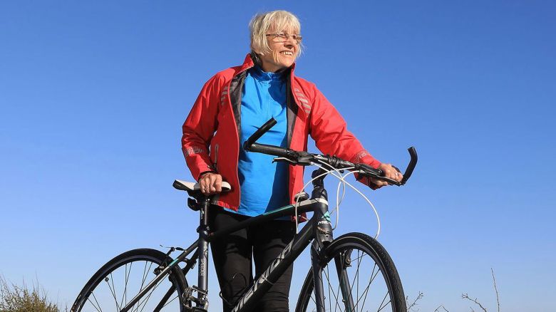 DO NOT USE UNTIL PERMISSION IS GRANTED + CLEARED WITH RACI -- Mavis Paterson, who recently turned 85, is seen on the road on her 1000 mile cycle round Scotland to raise money for Macmillan Cancer Support.