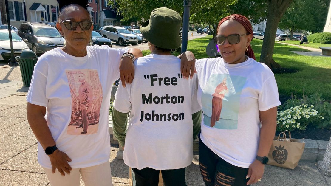 From left to right, Janet Purnell, Brenda Brown, and Kenyett LeBue showed their support for Morton Johnson.