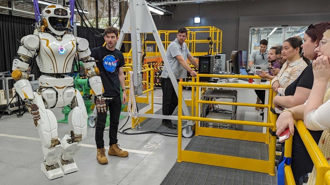 Woodside Energy team receiving orientation and training from Woodside trainer Harley Pritchard with NASA support from Alex Sowell and Misha Savchenko.