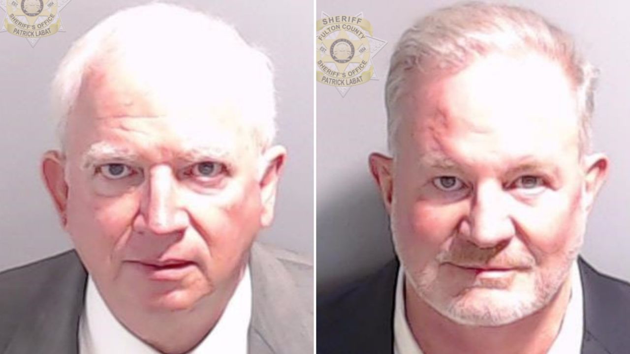 Booking photos of John Eastman and Scott Hall released by Fulton County Sheriff's Office after their surrender on Tuesday, August 22. 